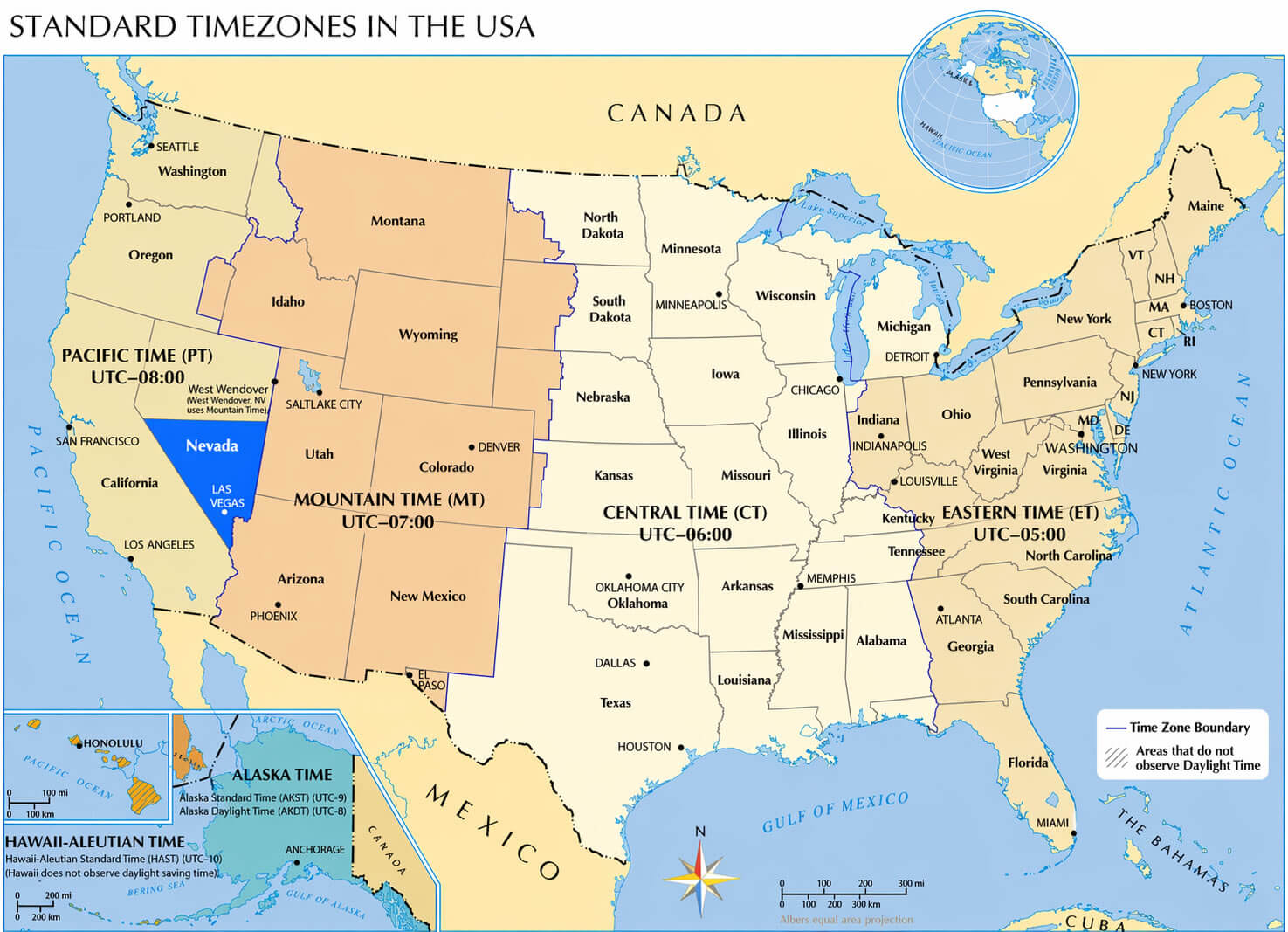 Nevada time zone map