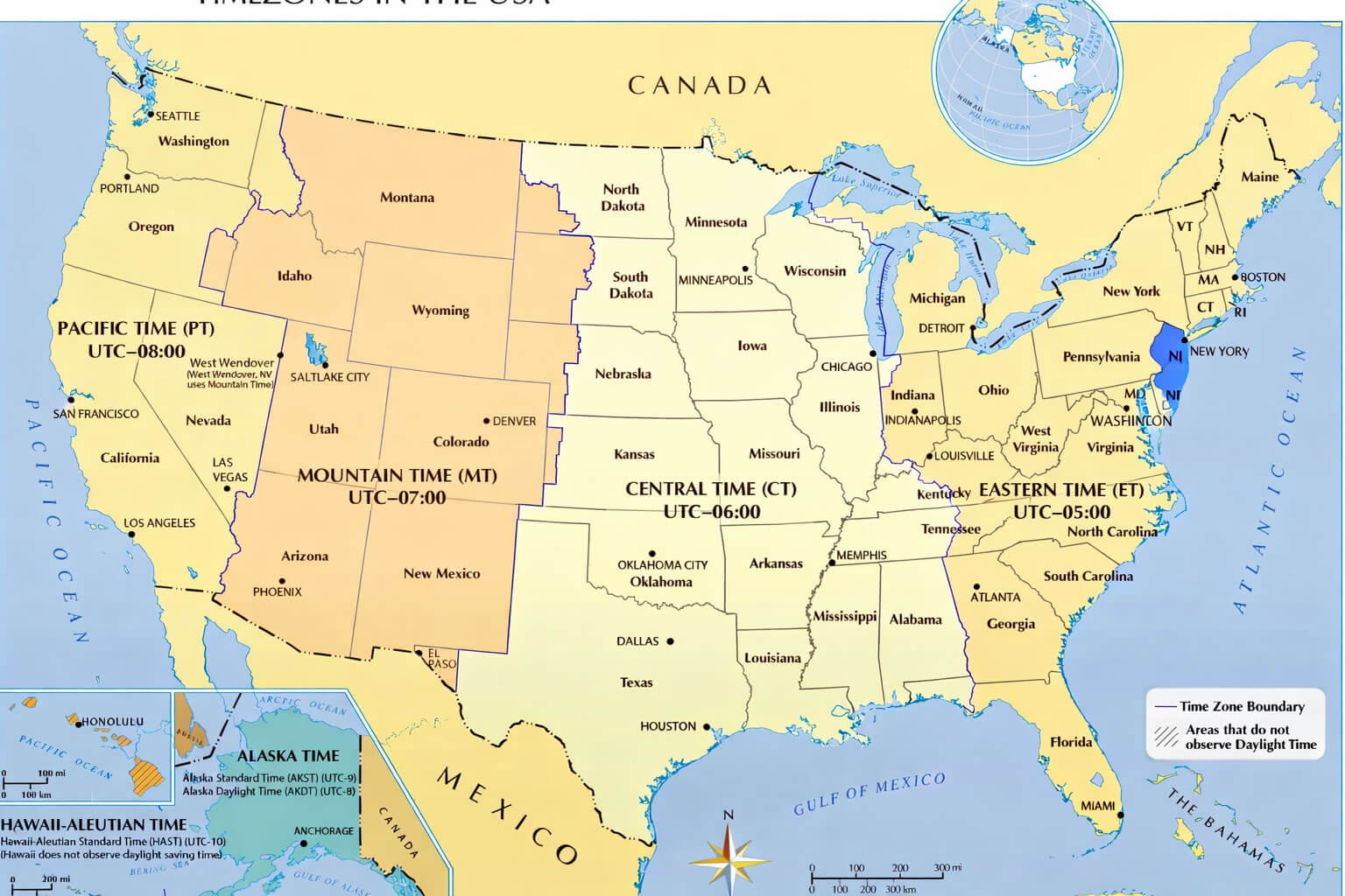 New Jersey time zone map