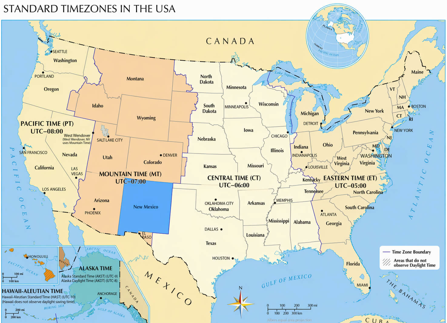 New Mexico time zone map