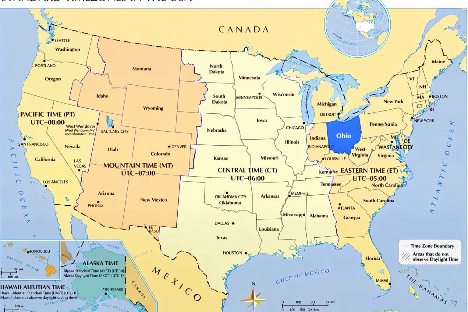 Ohio time zone map