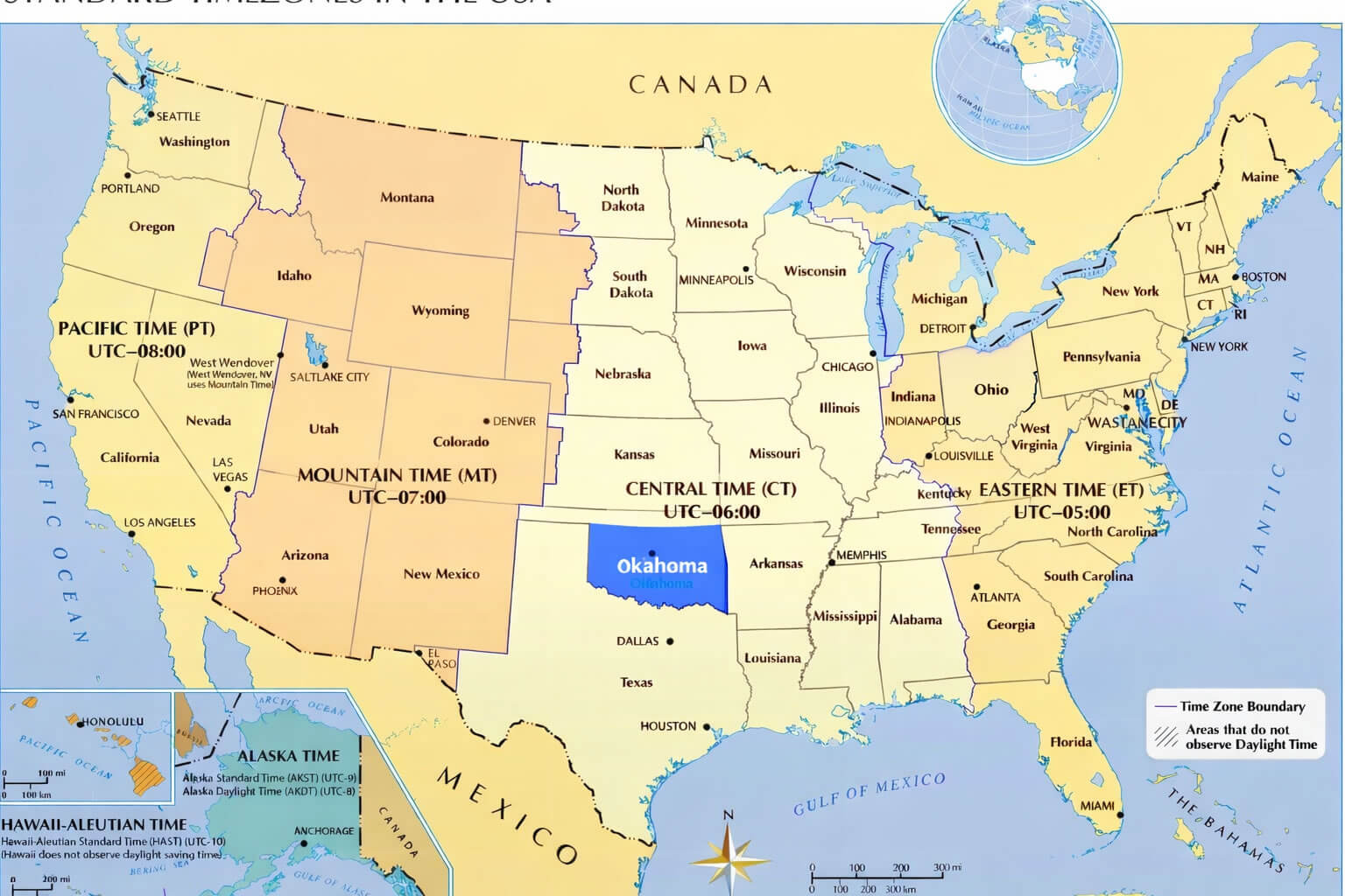 Oklahoma time zone map