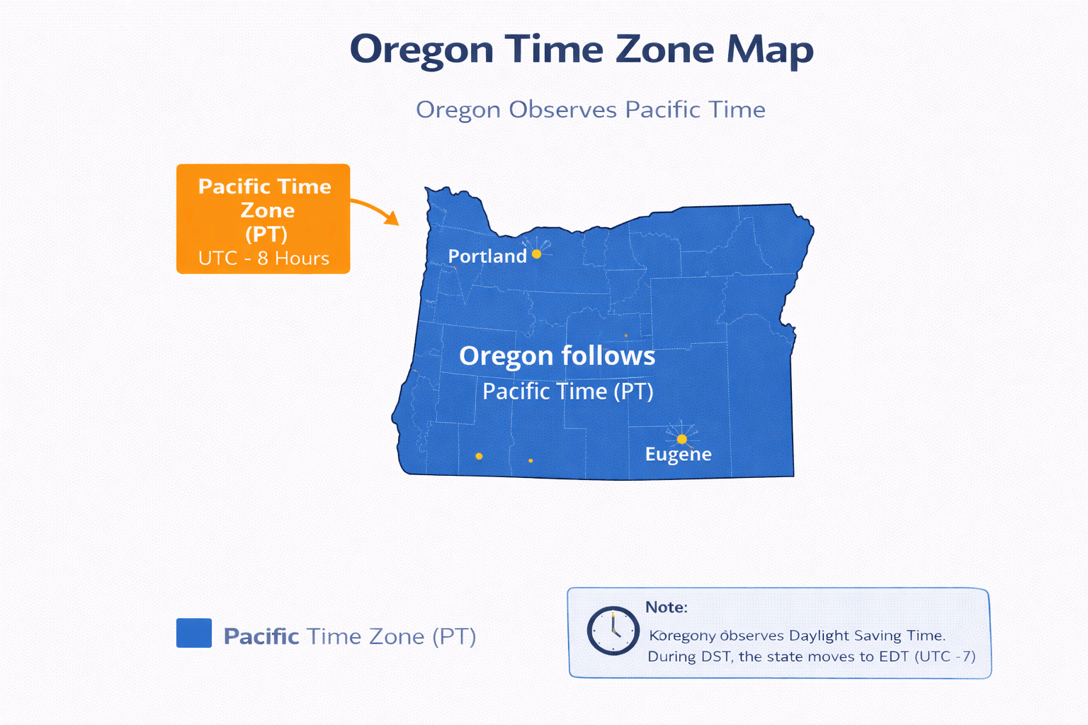 Oregon time zone map infographic