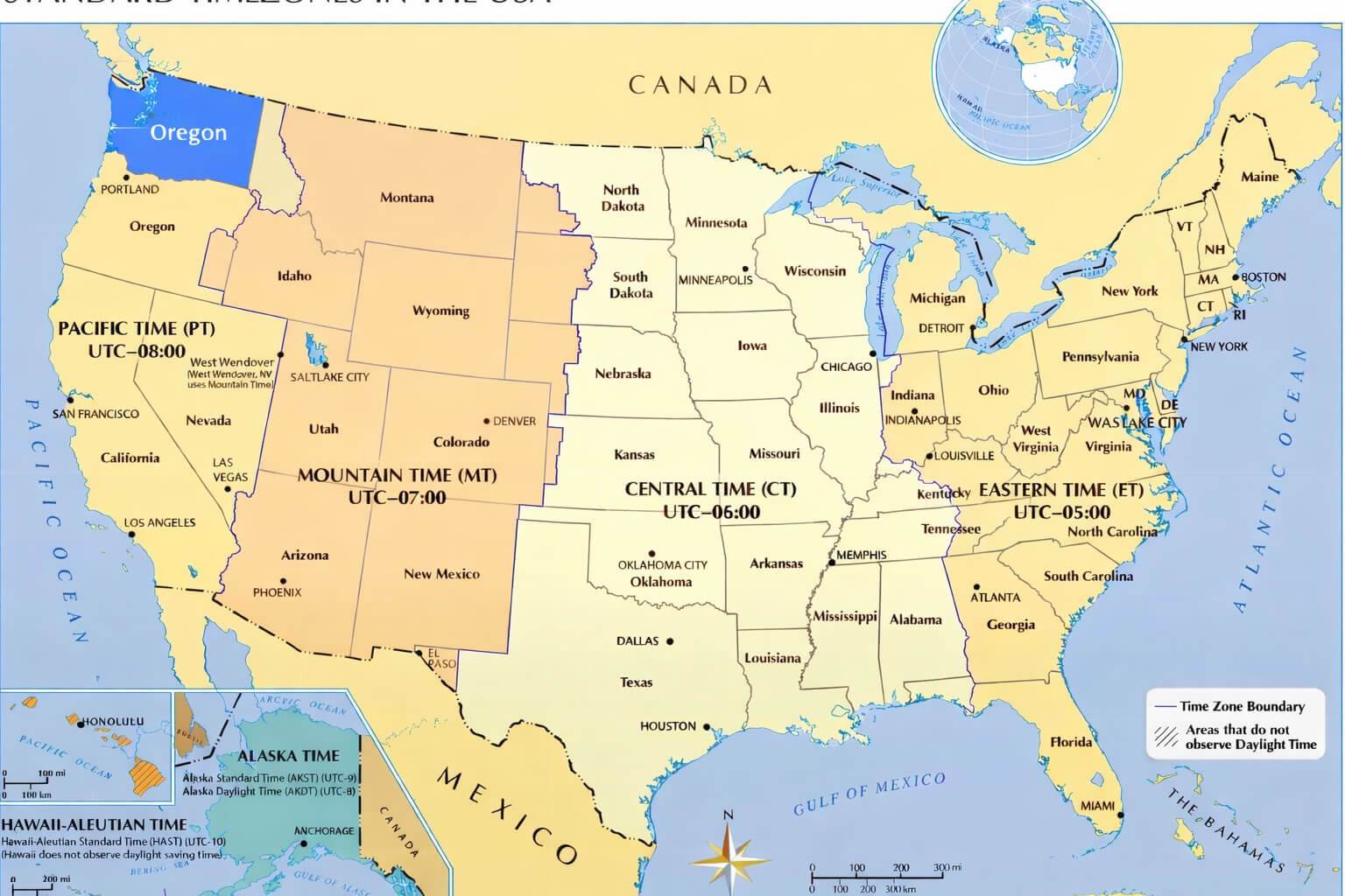 Oregon time zone map