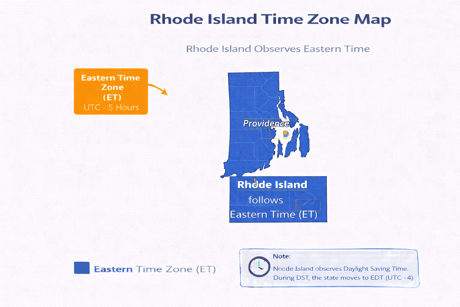 Rhode Island time zone map infographic