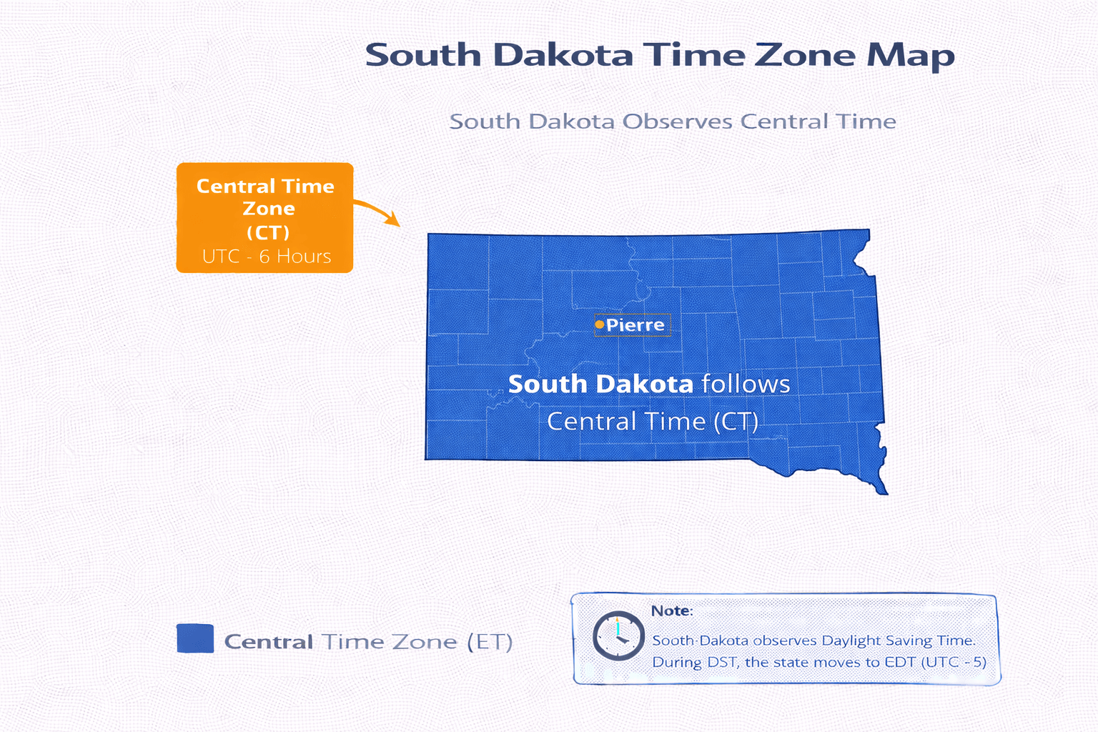 South Dakota time zone map infographic