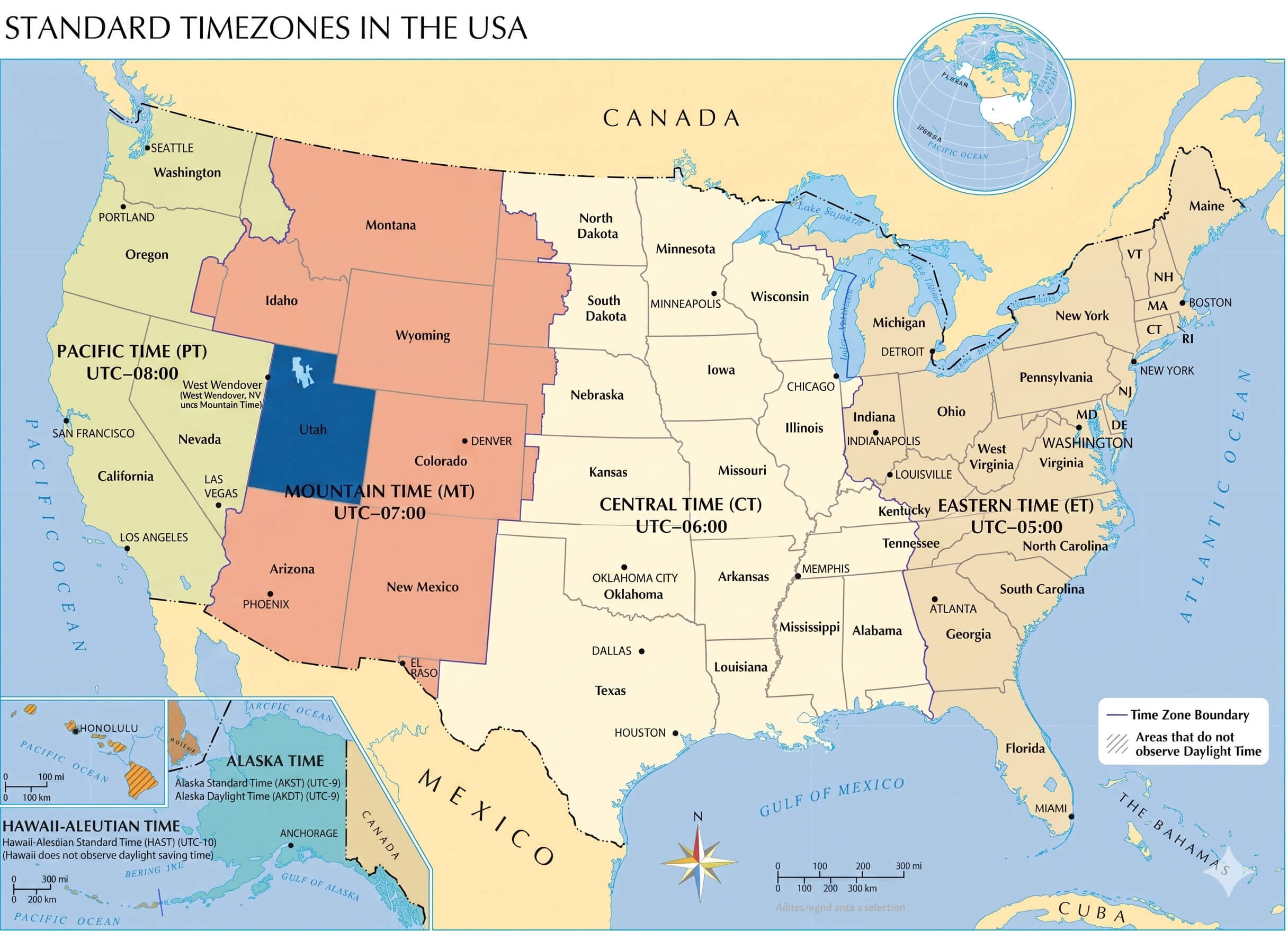 Utah time zone map