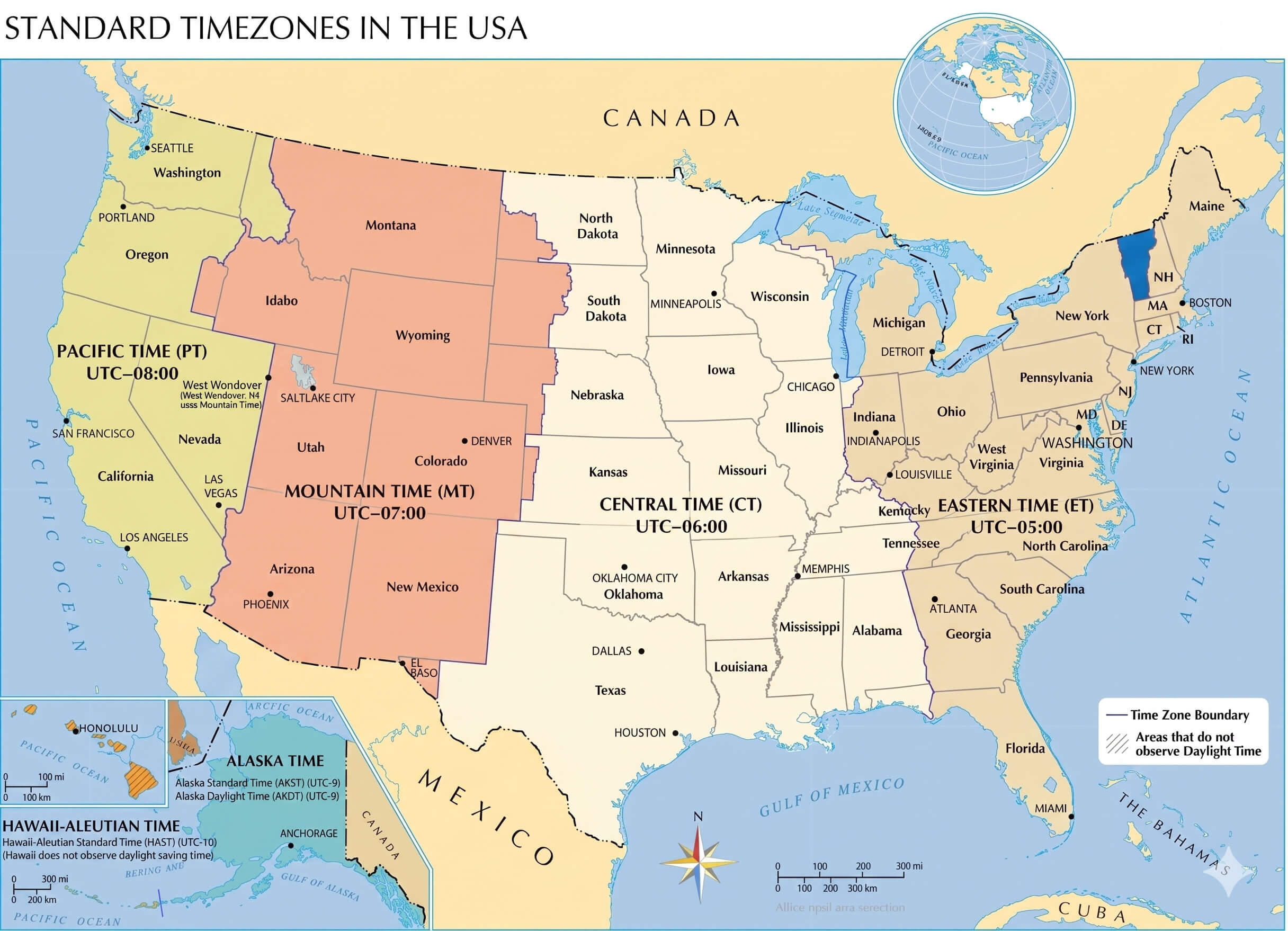 Vermont time zone map