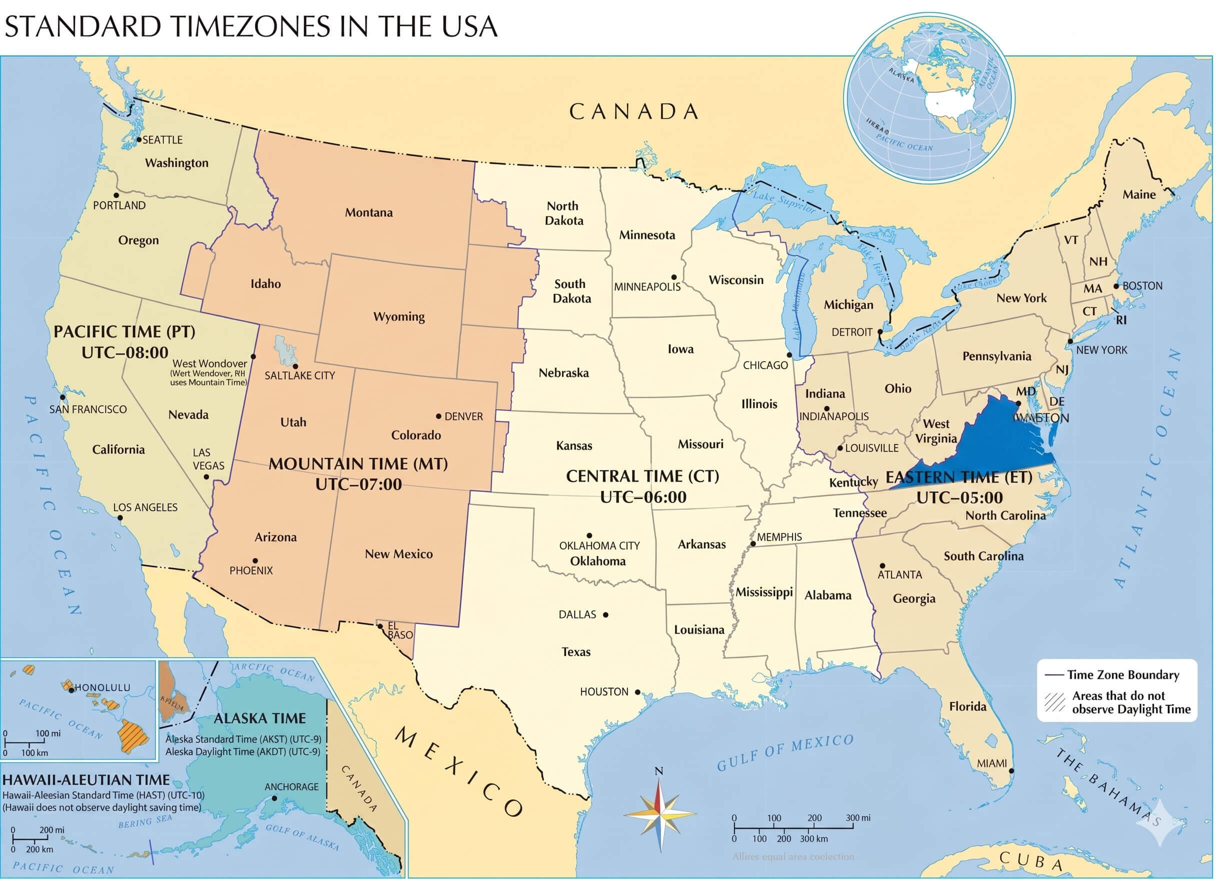 Virginia time zone map