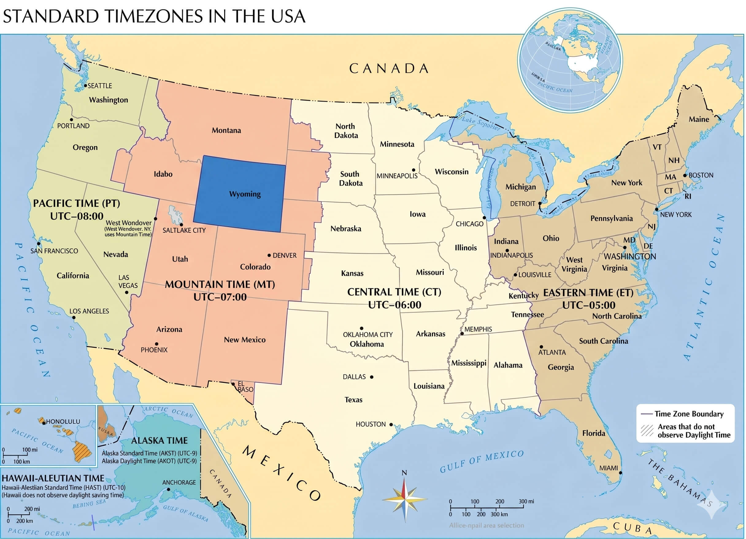 Wyoming time zone map