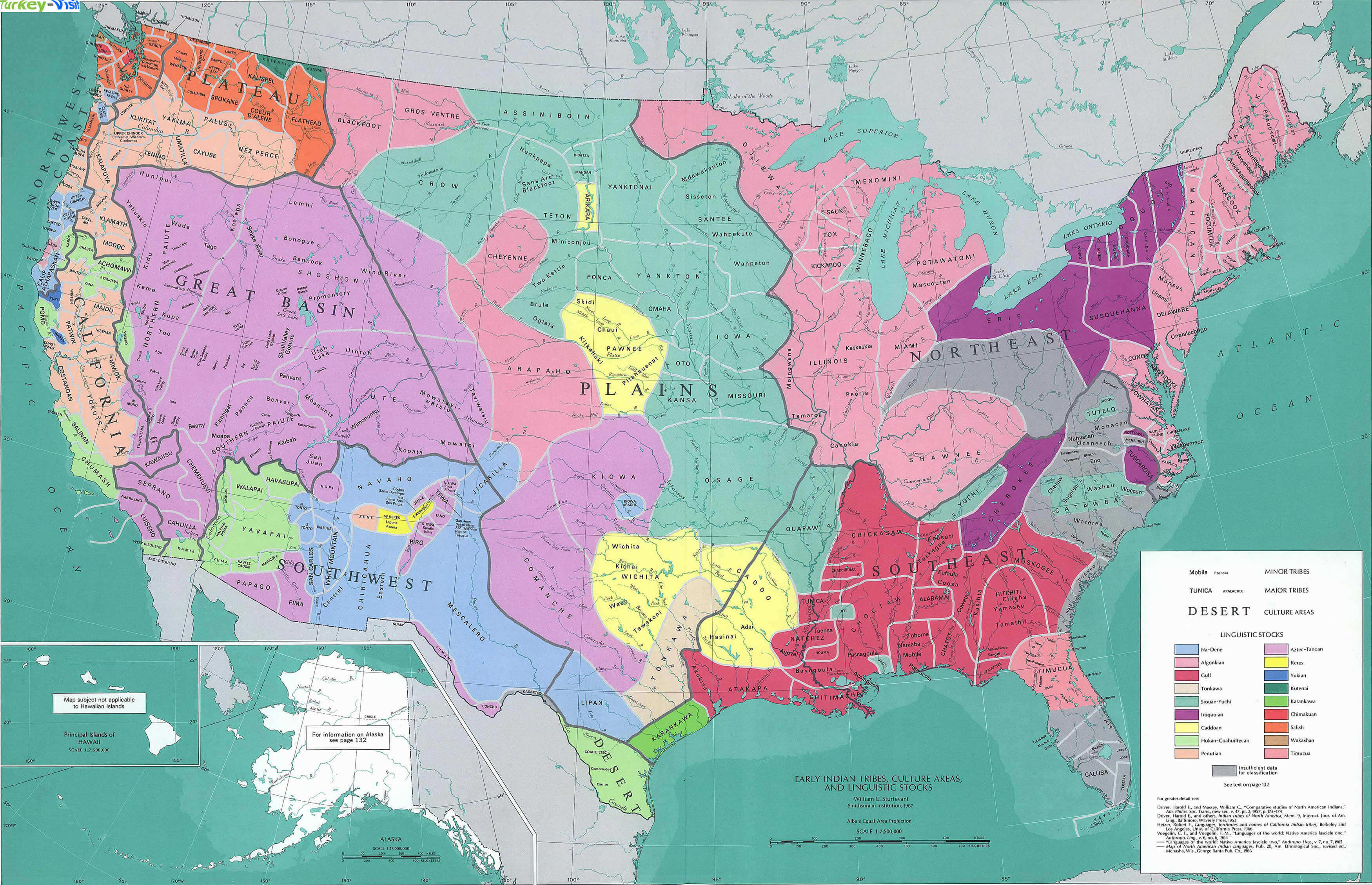 United States indian tribes map large