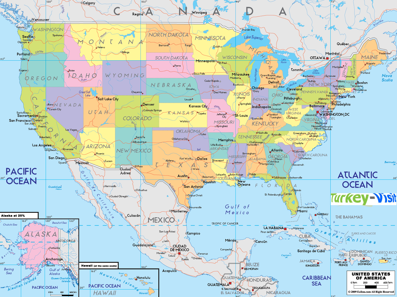 US States Cities Map