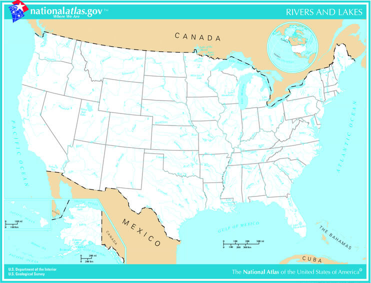 United States Rivers And Lakes Map