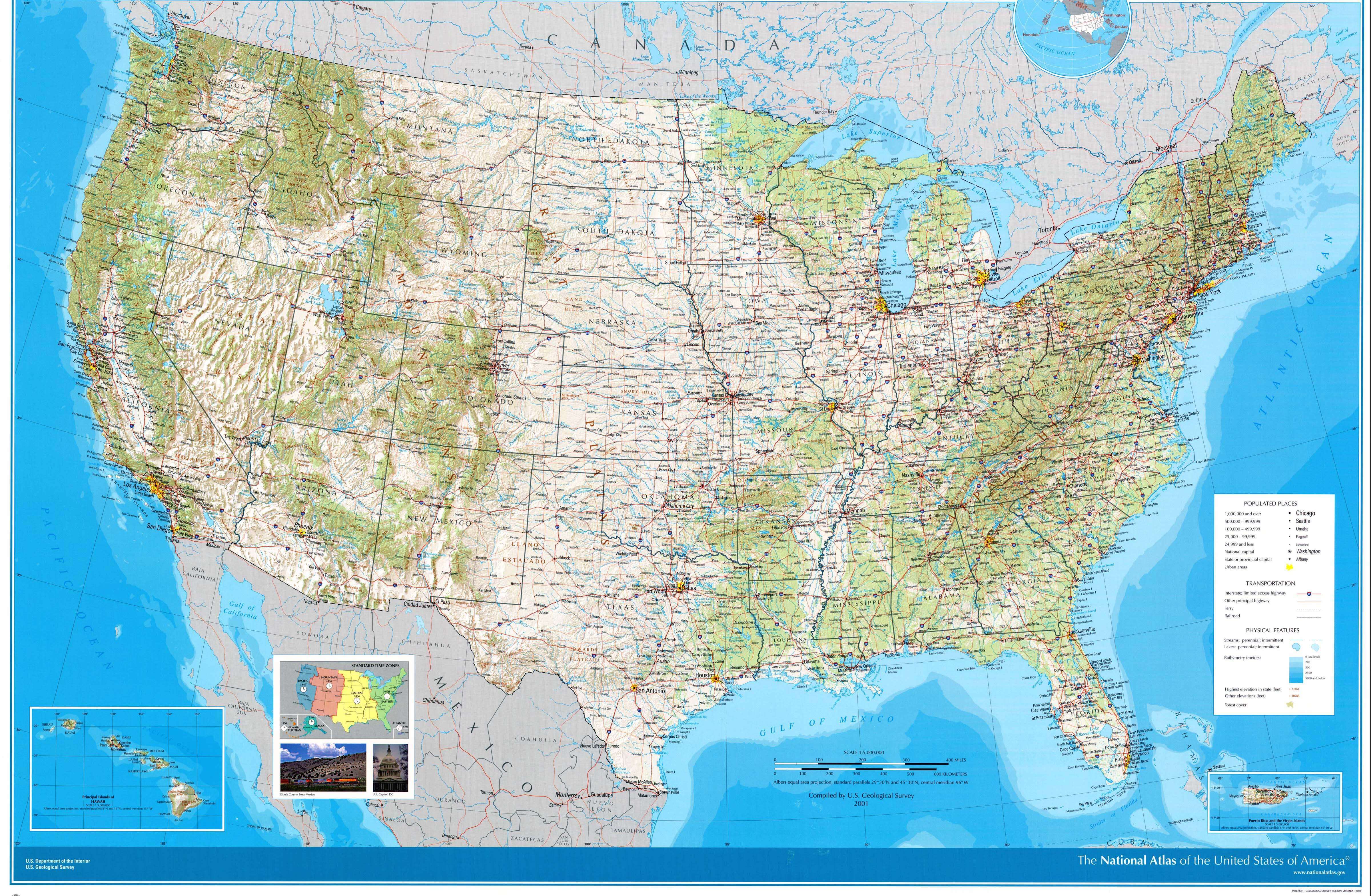 United States wall map large