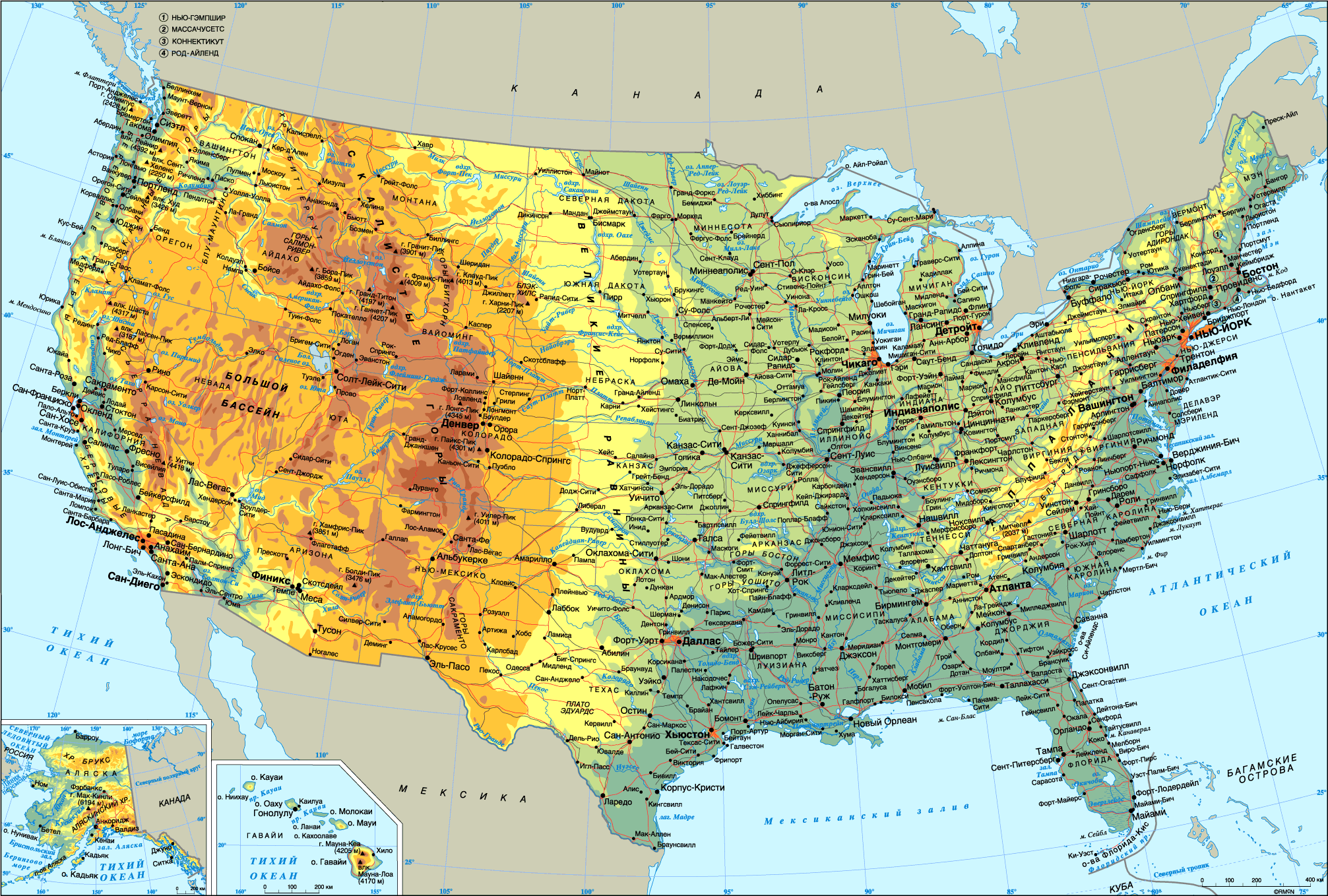 USA Map in Russian