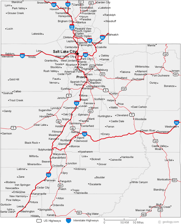 Utah cities map