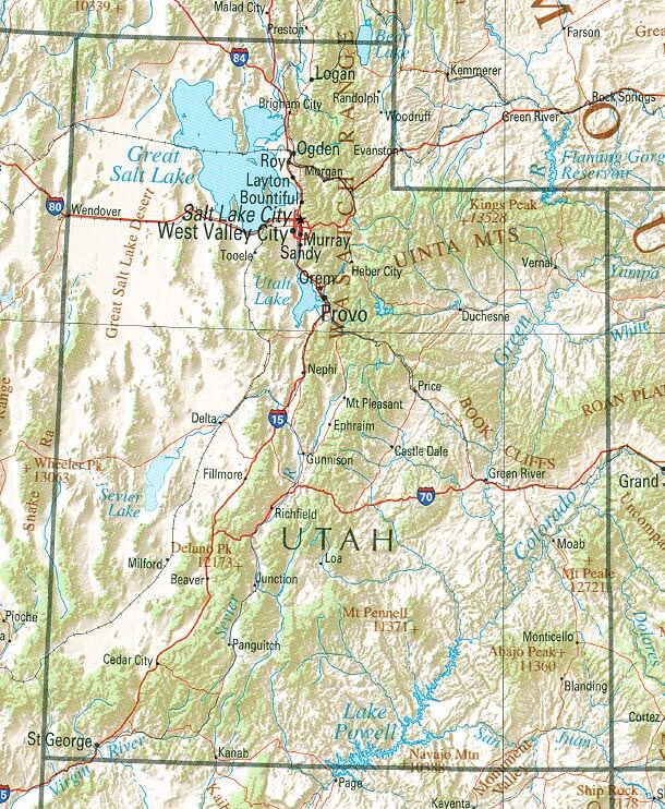 Utah Physical Map
