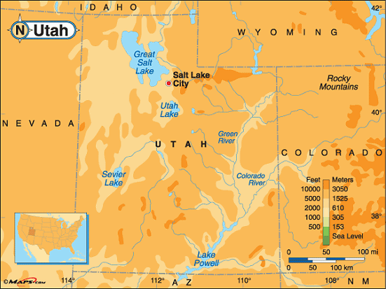 Utah Elevation Map