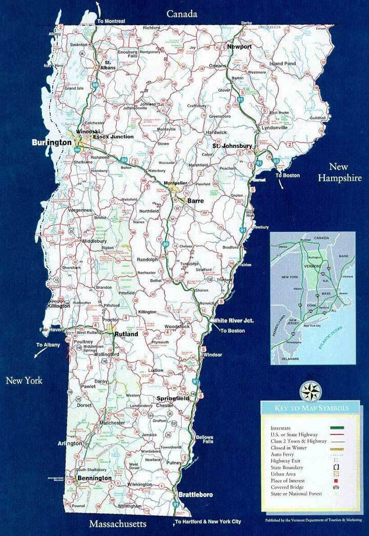 Vermont state map