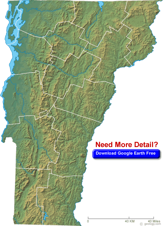 Vermont Physical Map USA