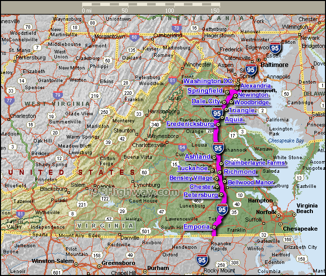 Interstate 95 Virginia Map