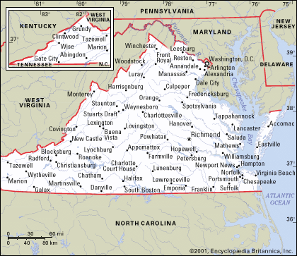 Virginia Cities Map