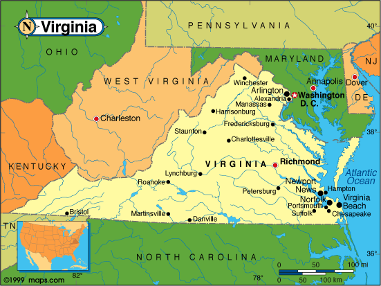 Virginia Map United States of America