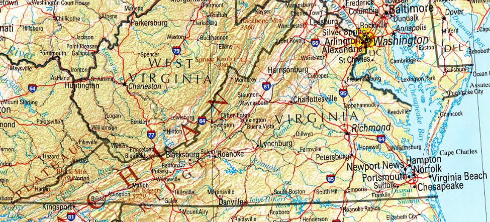 Virginia State Map United States