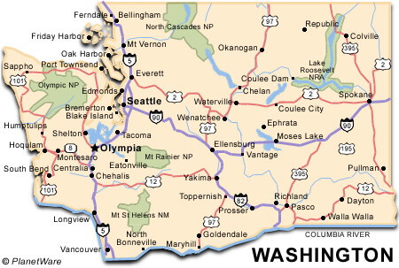 Cities Map of Washington