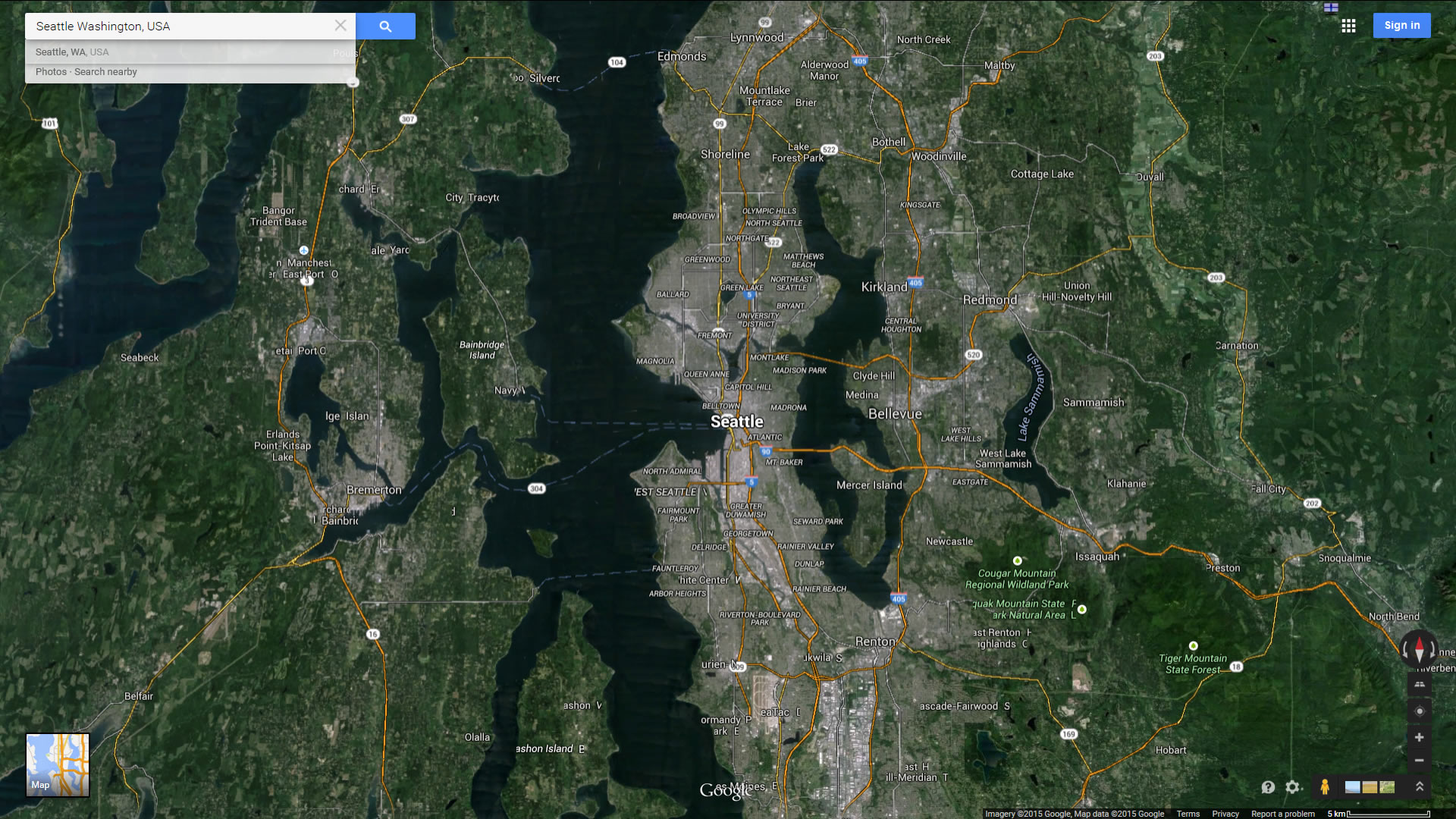Seattle Map Washington Us Satellite