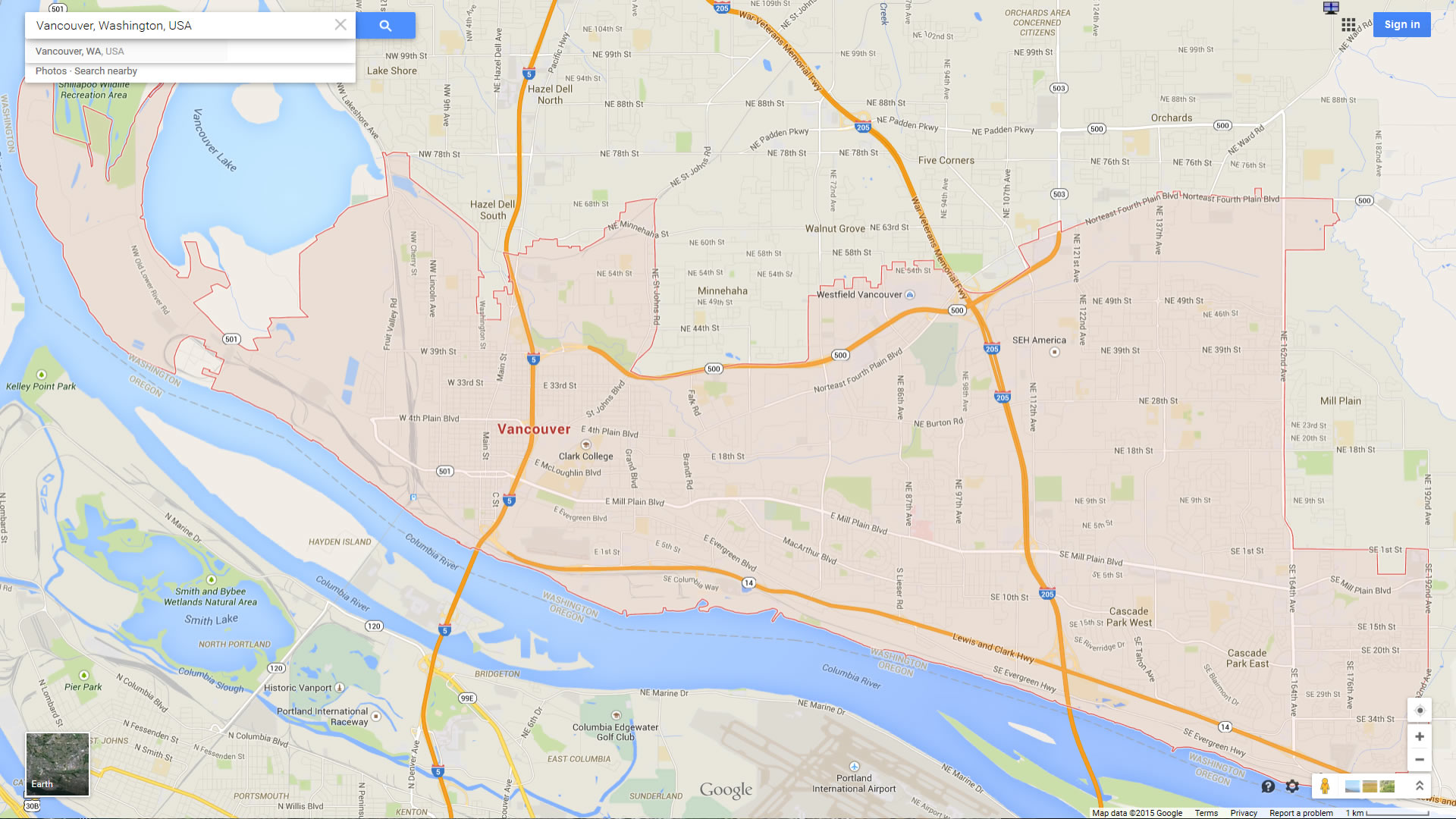 Vancouver Washington Map