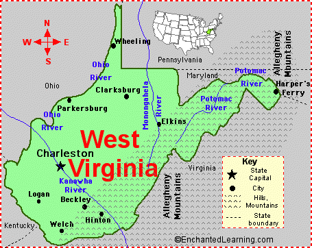 map of west va West Virginia Cities Map