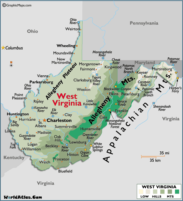 West Virginia Map United States