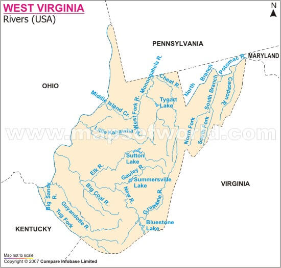 West Virginia Rivers Map