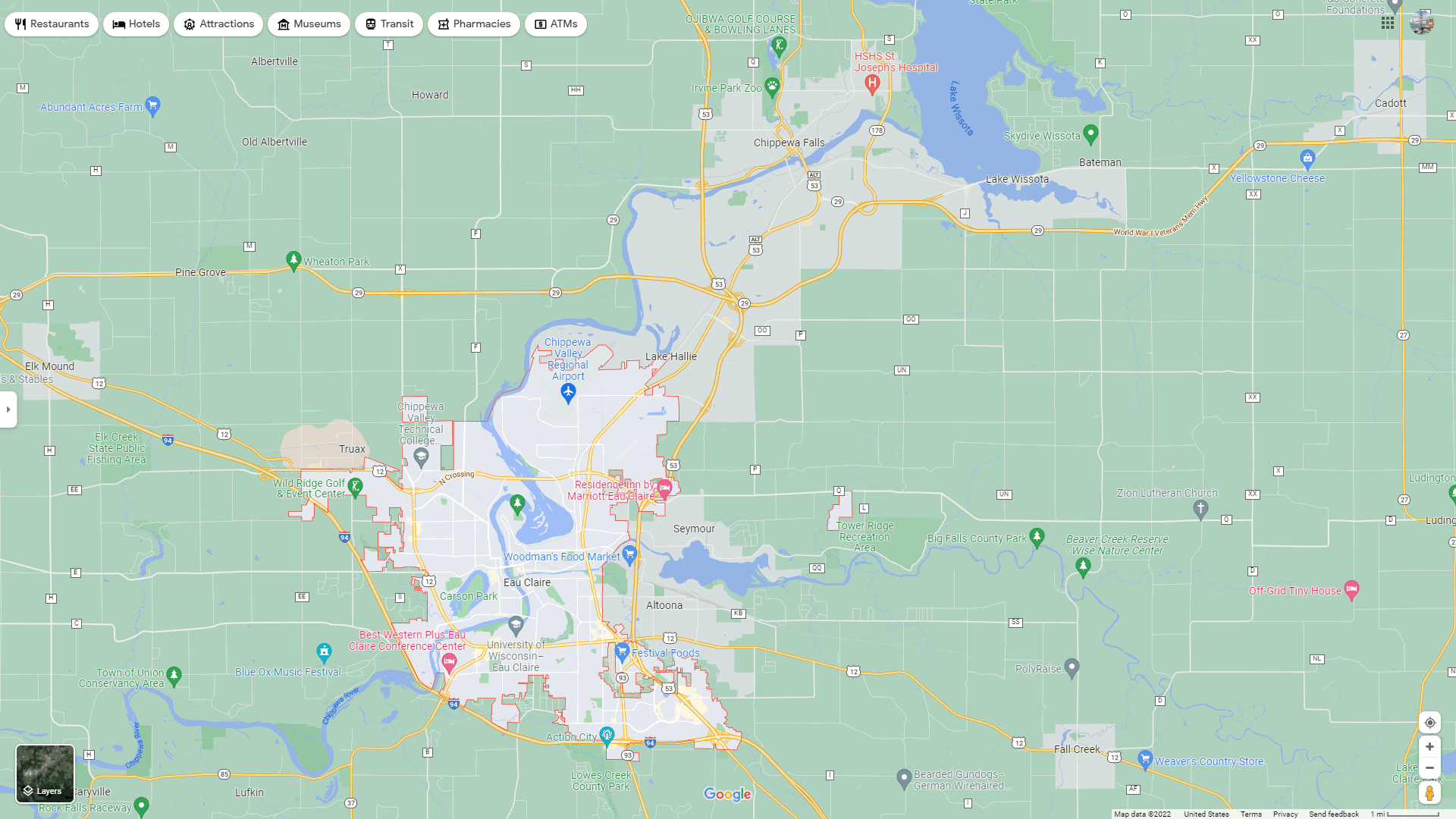 google maps eau claire wi