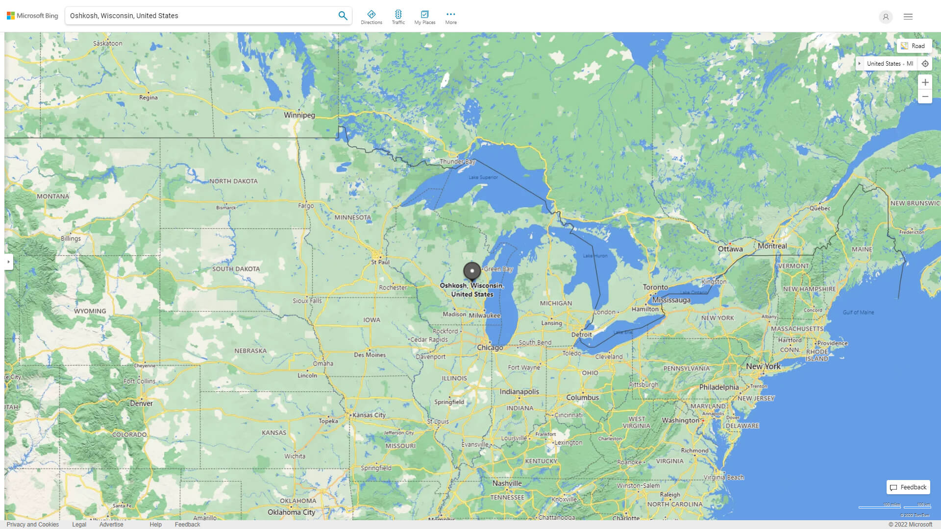 Oshkosh, Wisconsin Map