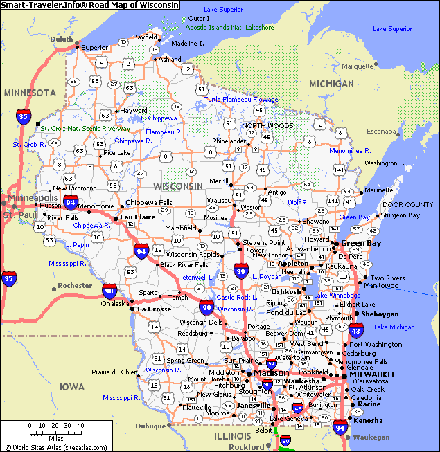 State Map of Wisconsin