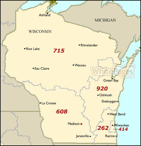 Wisconsin Area Code Map