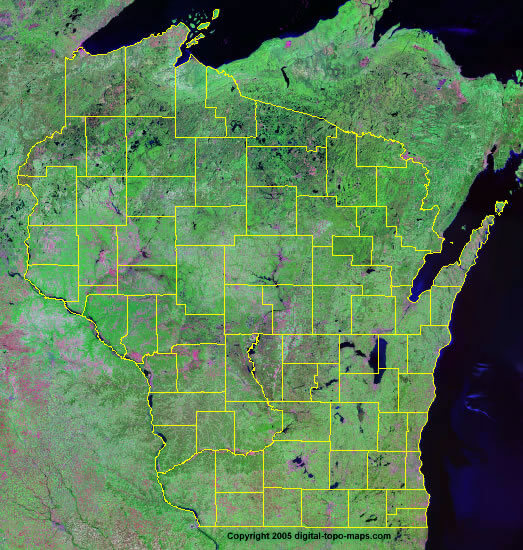 Wisconsin Satellite Map