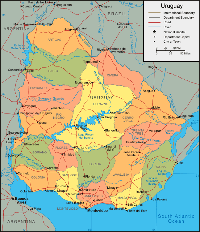 Map of Uruguay