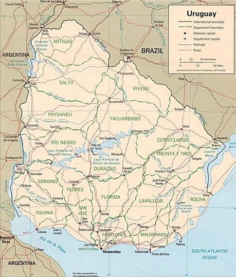 Physical Map Uruguay