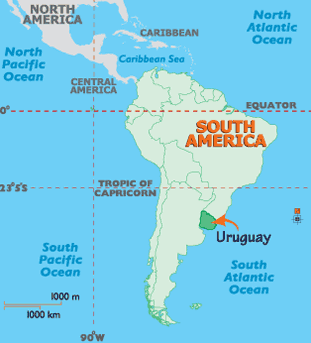 South America Map Uruguay