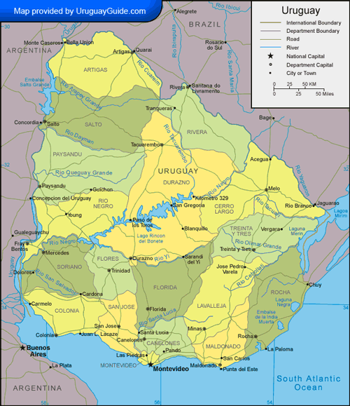 Uruguay Cities Map