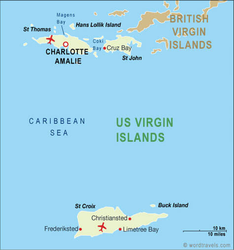 US Virgin Islands map