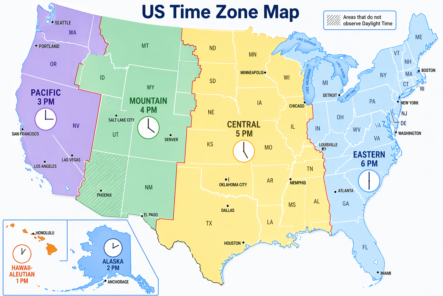 US time zone map