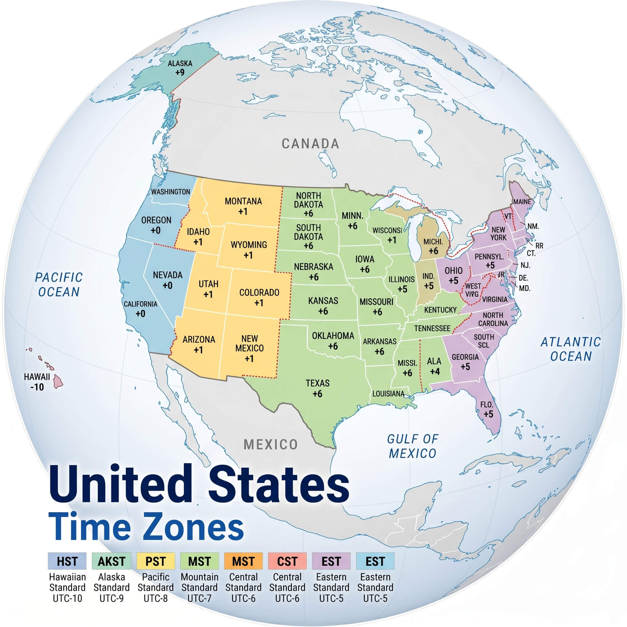 USA time zone map