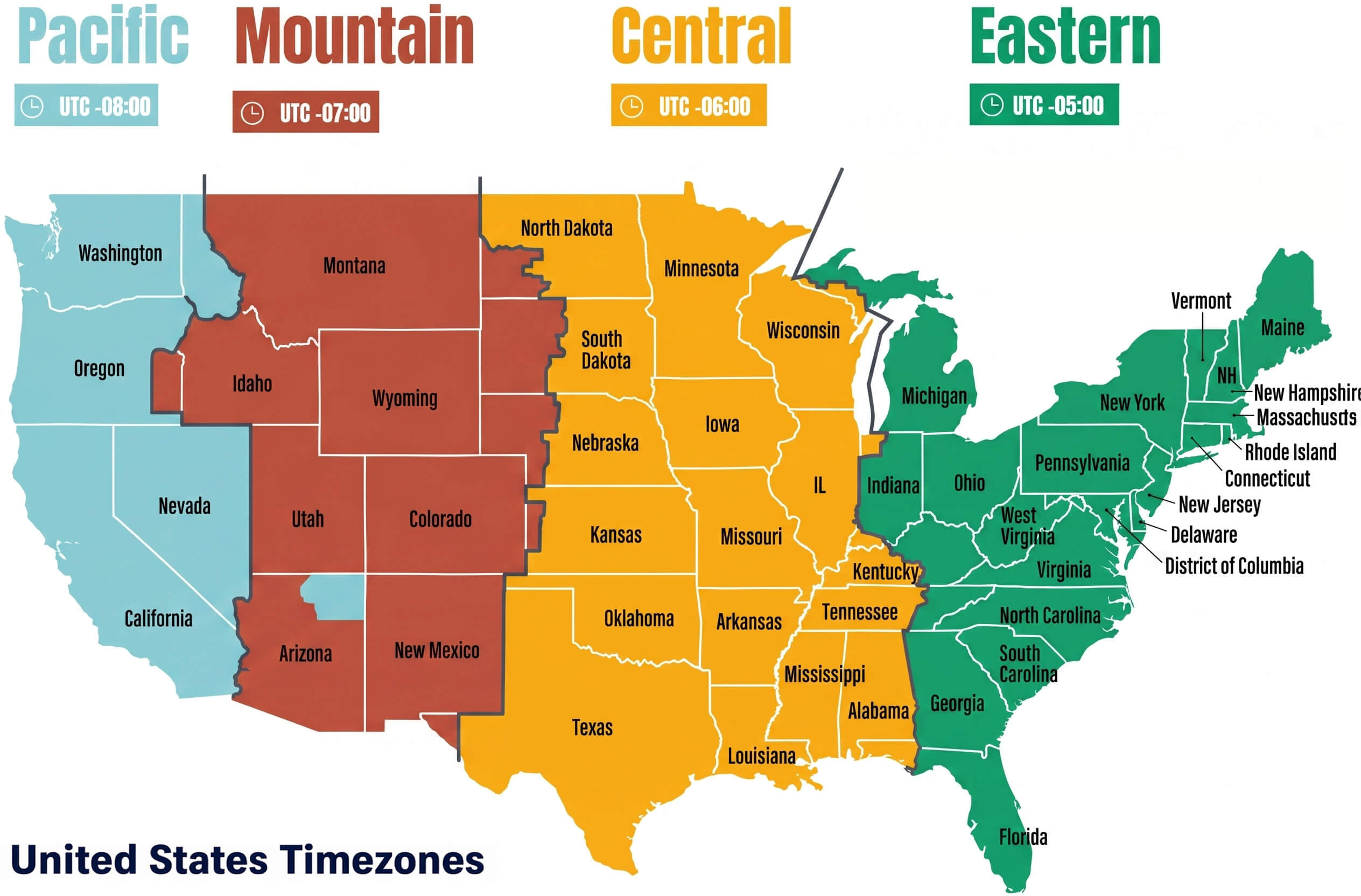 United States time zones map