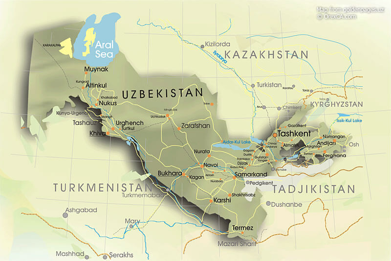 uzbekistan relief map