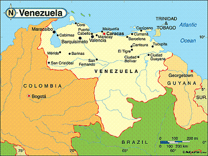 map of venezuela caracas