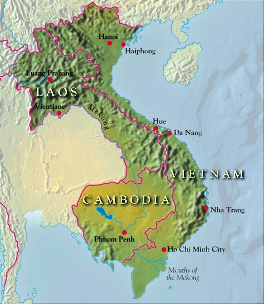 vietnam map cambodia laos