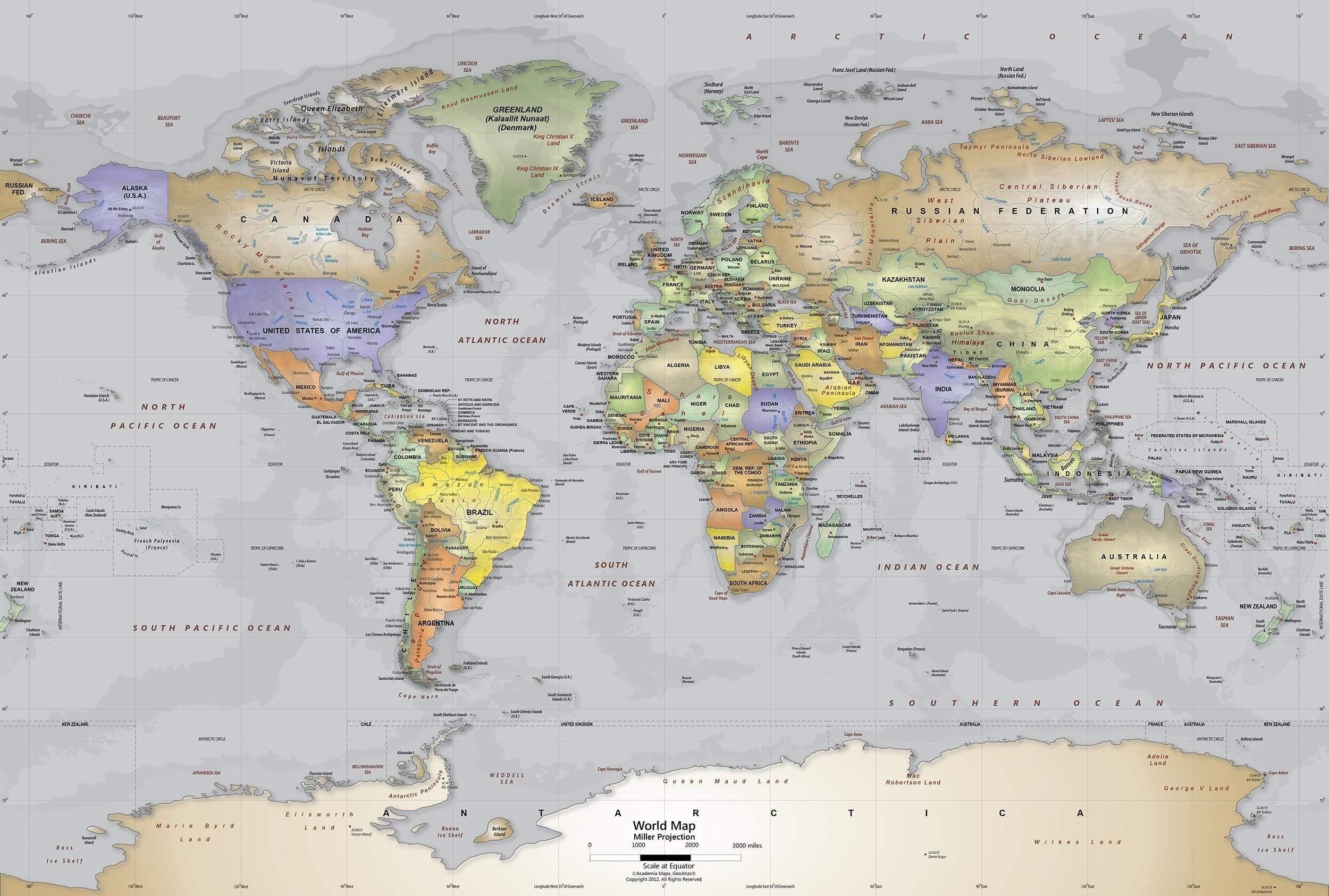 Free World map atlas with high resolution